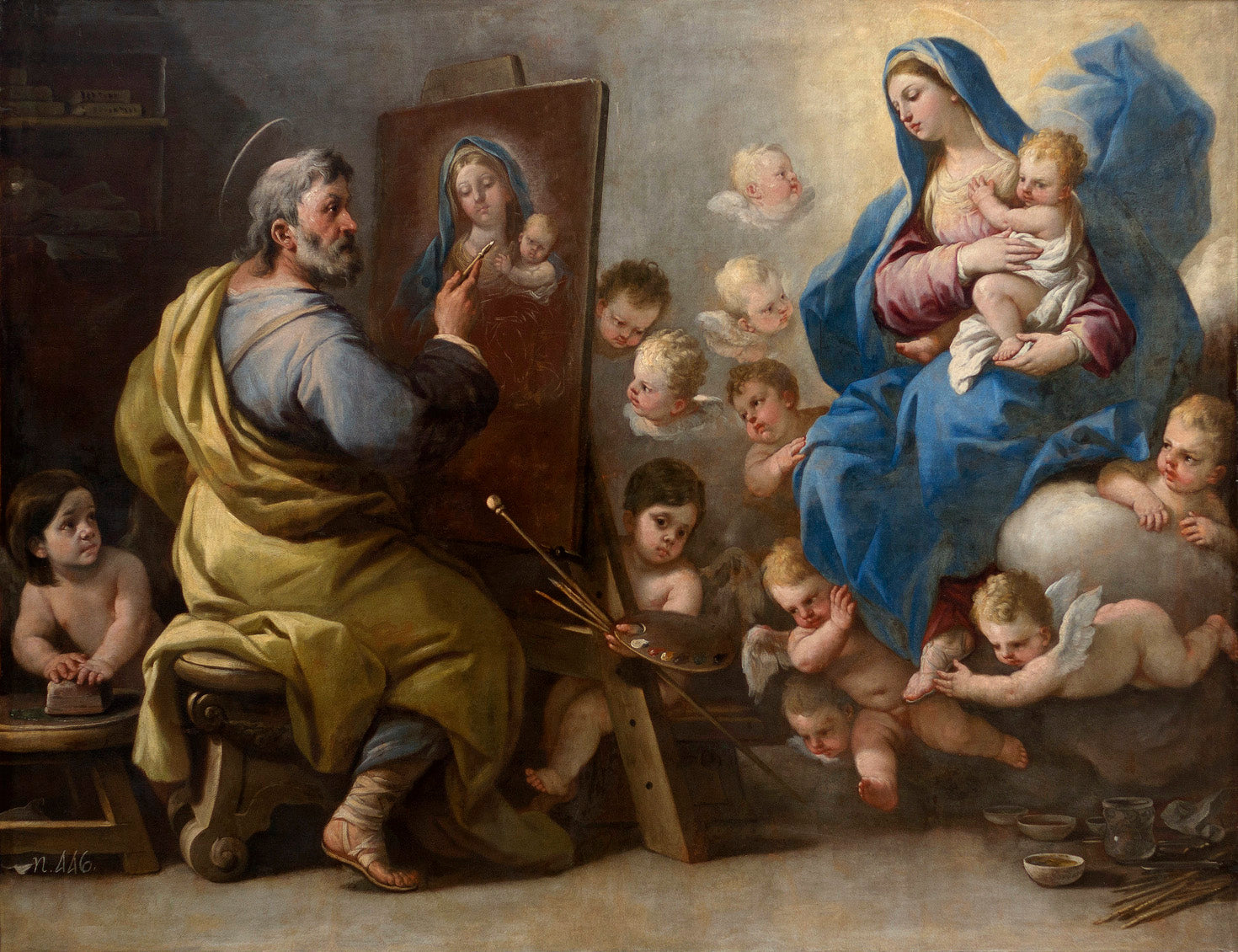 Saint Luc peignant la Vierge - Luca Giordano
