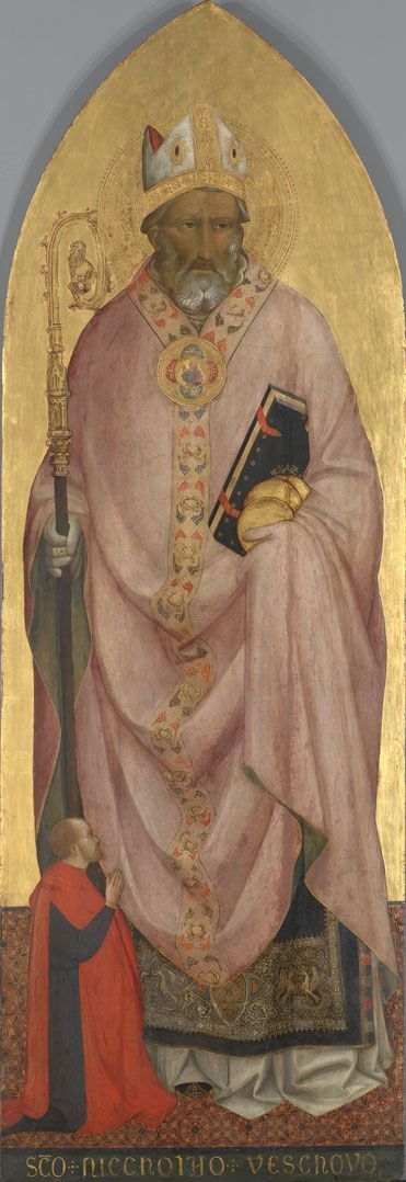 Saint Nicolas de Bari avec un donateur - Agnolo Gaddi - Alpha Reproduction