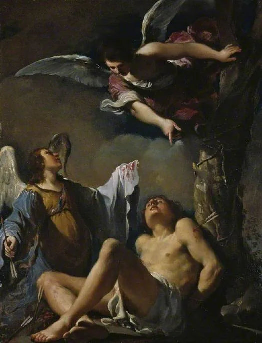 Saint Sébastien secouru par deux anges - Guercino