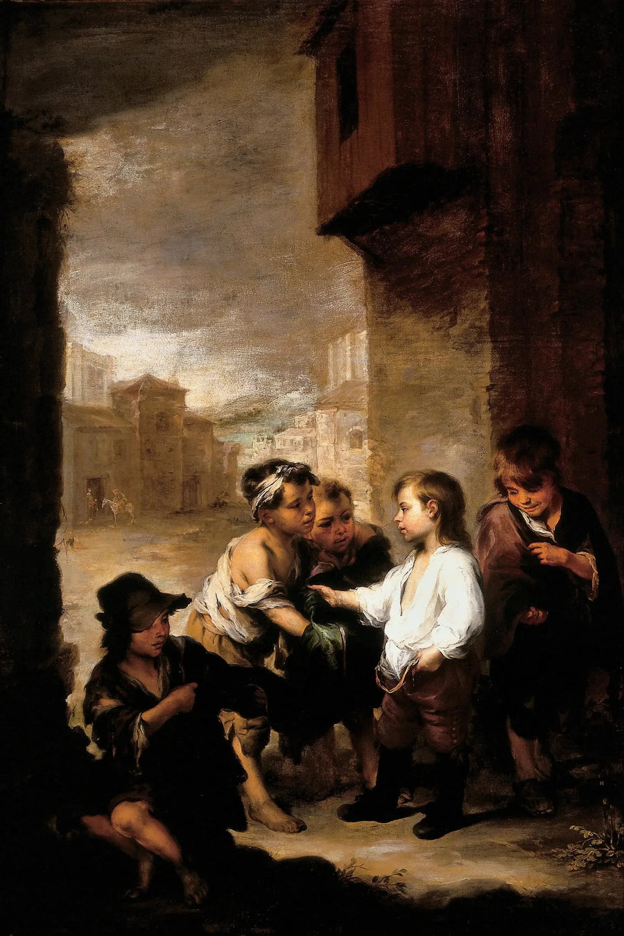 Saint Thomas de Villanueva partageant ses vêtements entre des garçons mendiants - Bartolomé Esteban Murillo
