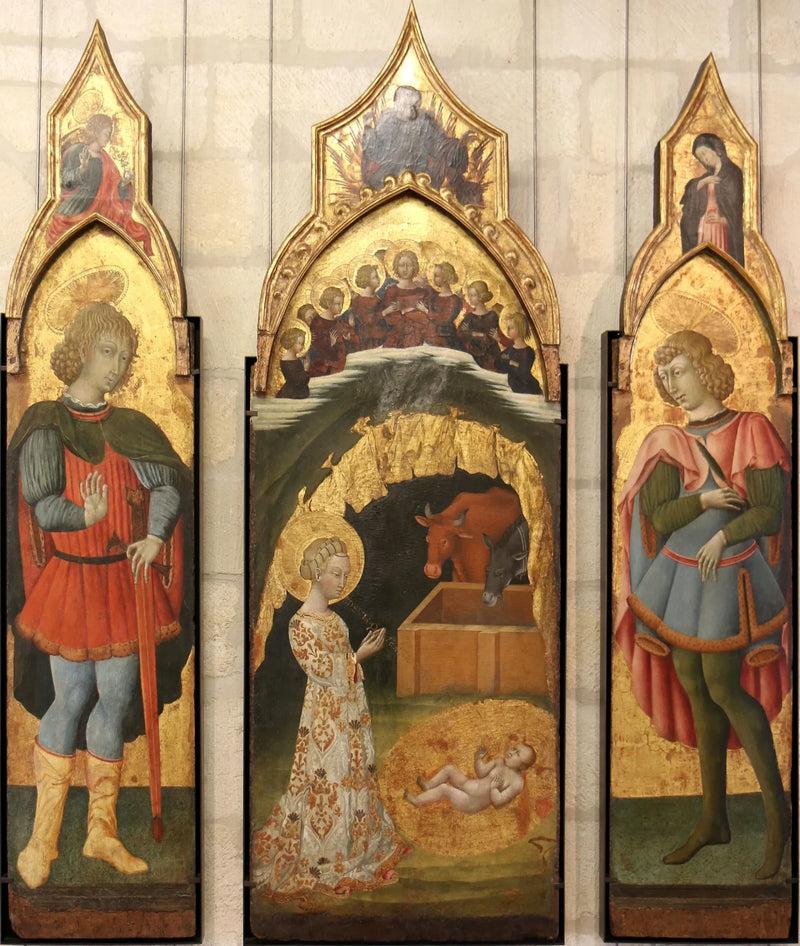 Saint Vittorin (?) (au-dessus : l'Ange de l'Annonciation) - Giovanni di Paolo