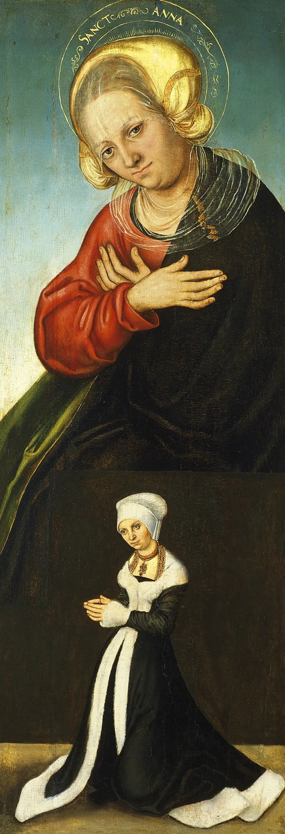 Sainte Anne avec la duchesse Barbara de Saxe comme donatrice (aile droite intérieure) - Lucas Cranach the Elder - Alpha