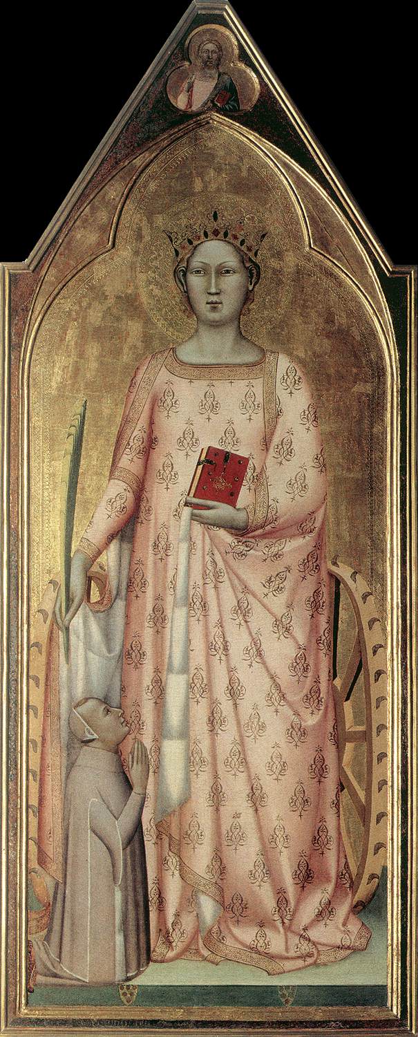 Sainte Catherine d'Alexandrie avec le donateur et la bénédiction du Christ - Bernardo Daddi