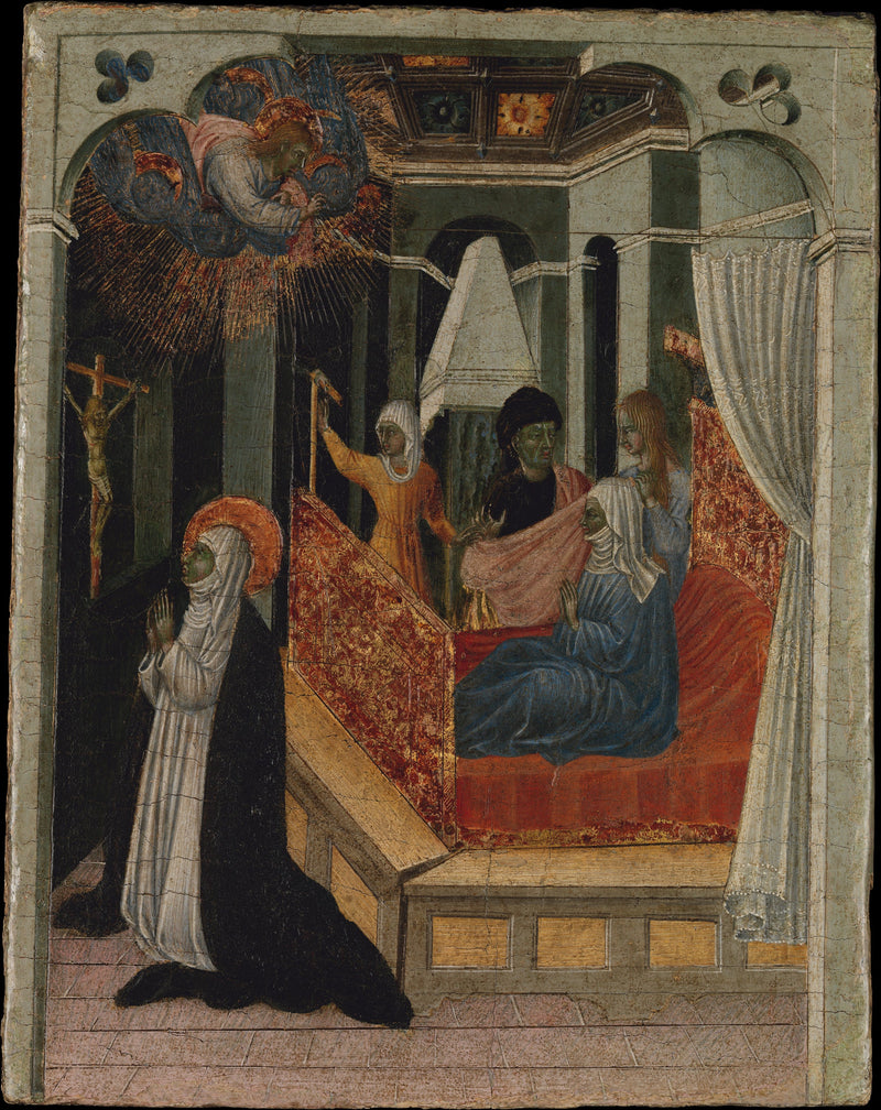 Sainte Catherine de Sienne suppliant le Christ de ressusciter sa mère - Giovanni di Paolo