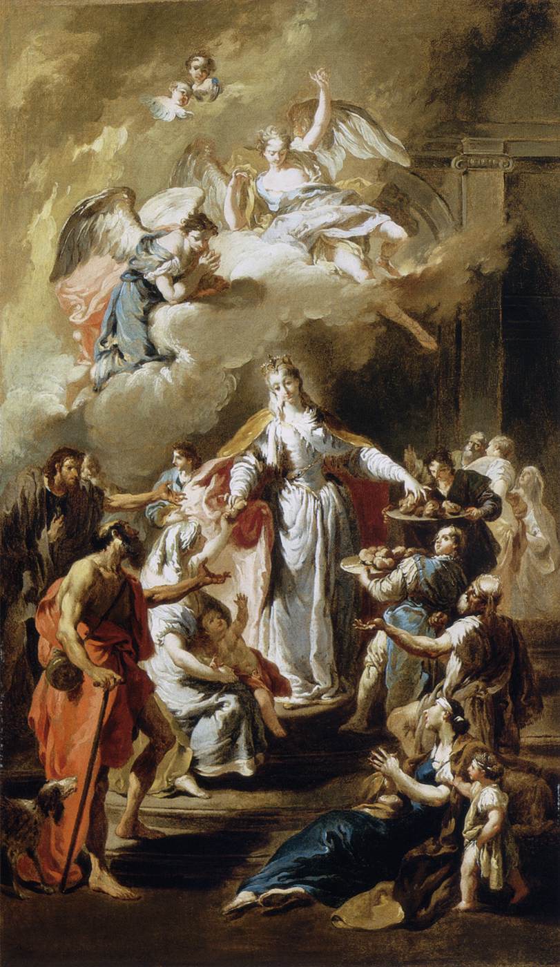 Sainte Elisabeth de Hongrie qui distribue l'aumône - Giovanni Battista Pittoni