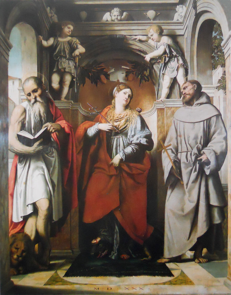 Sainte Marguerite d'Antioche avec les saints Jérôme et François - Alessandro Bonvicino