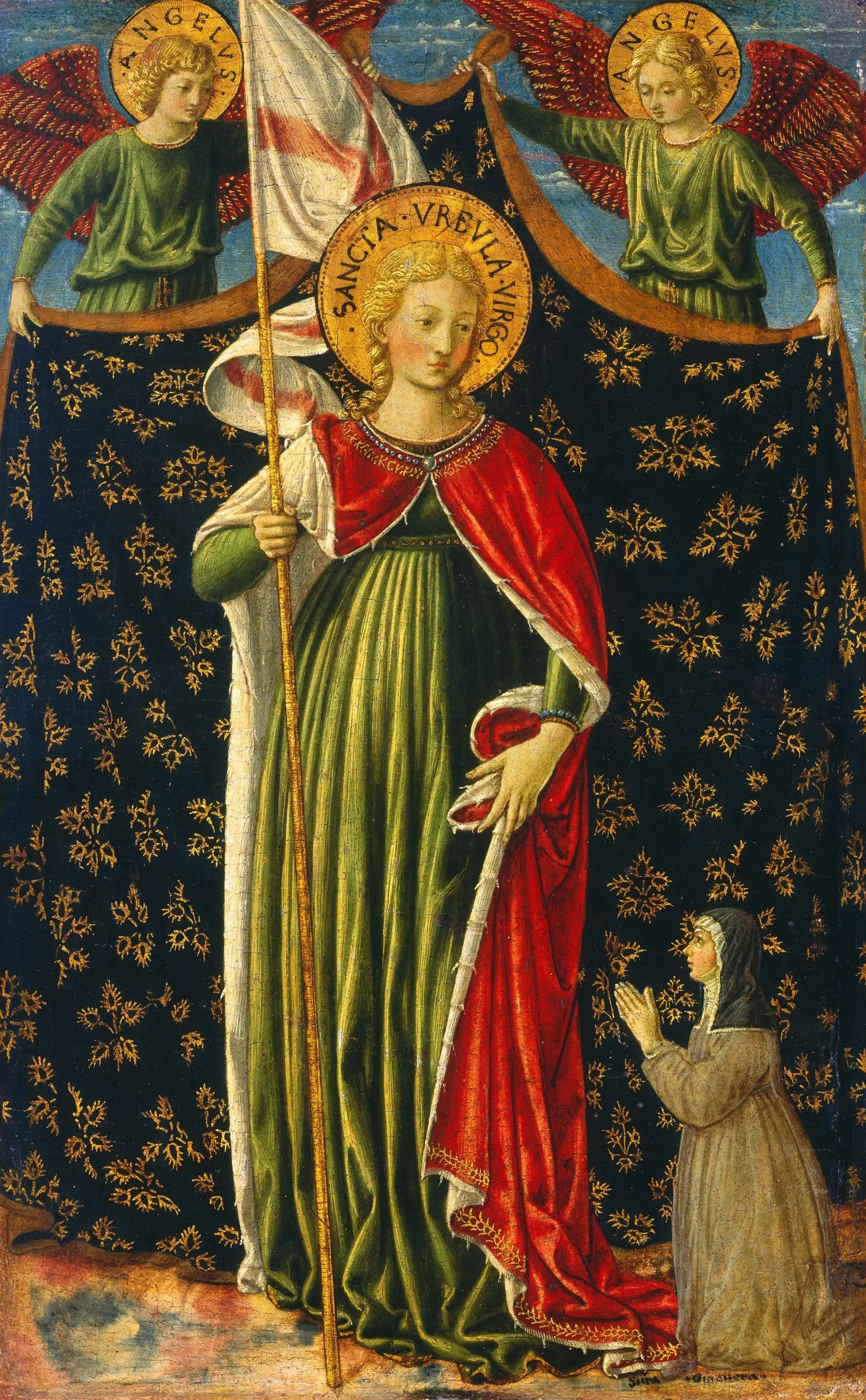 Sainte Ursule avec deux anges et un donateur - Benozzo Gozzoli image 1 copie peinte à la main à l’huile