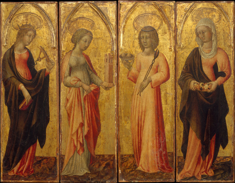 Saintes Catherine d'Alexandrie, Barbe, Agathe et Marguerite - Giovanni di Paolo
