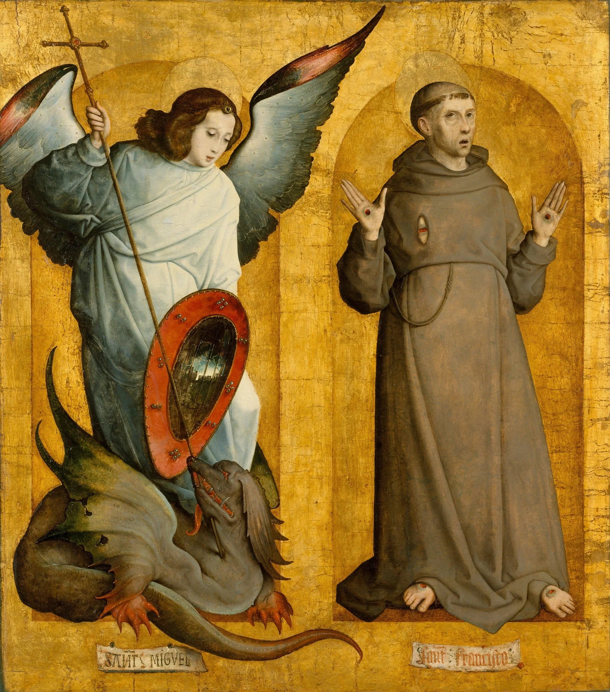 Saints Michel et François d'Assise - Juan de Flandes image 1 reproduction de peinture à l’huile