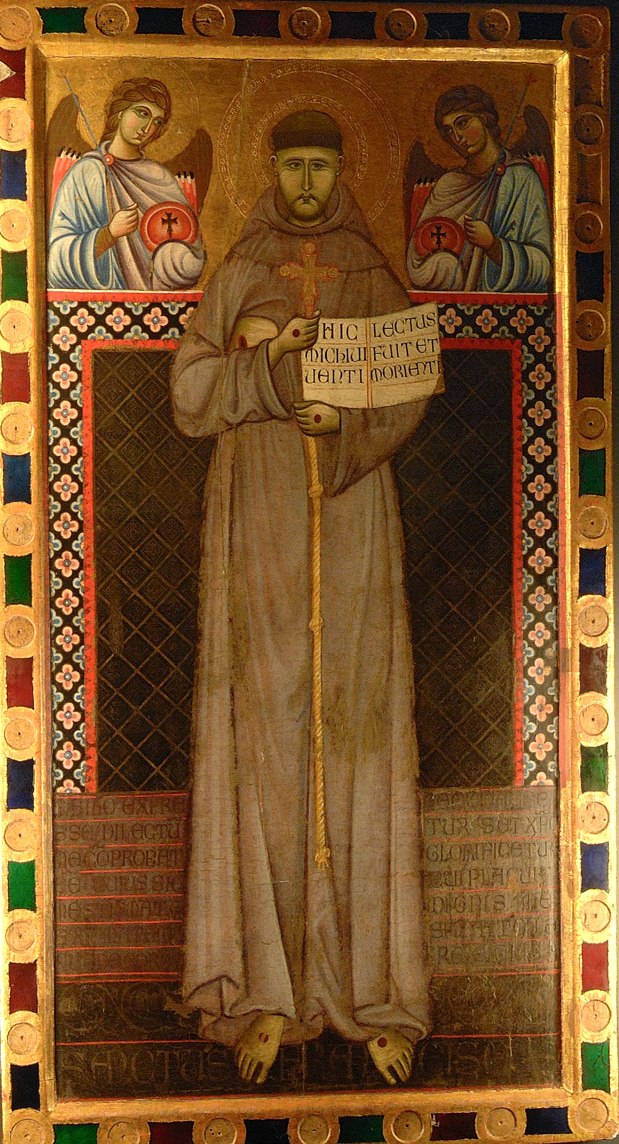 San Francesco tra due angeli (Maître de Saint François) - Master of Saint Francis