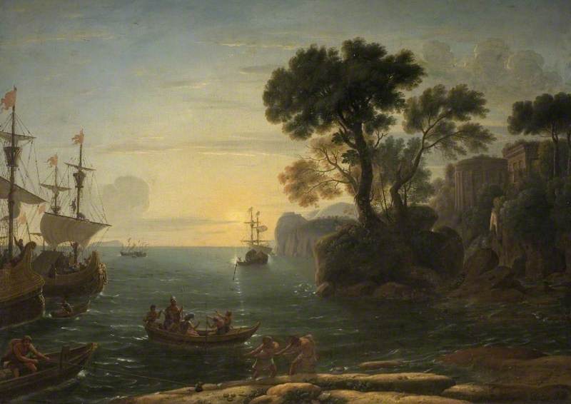Scène côtière avec le débarquement d'Énée au Latium - Claude Lorrain