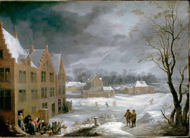 Scène d'hiver avec un homme tuant un cochon - David Teniers le Jeune