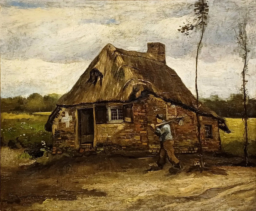 Scène d'un cottage avec un paysan rentrant chez lui - Vincent van Gogh