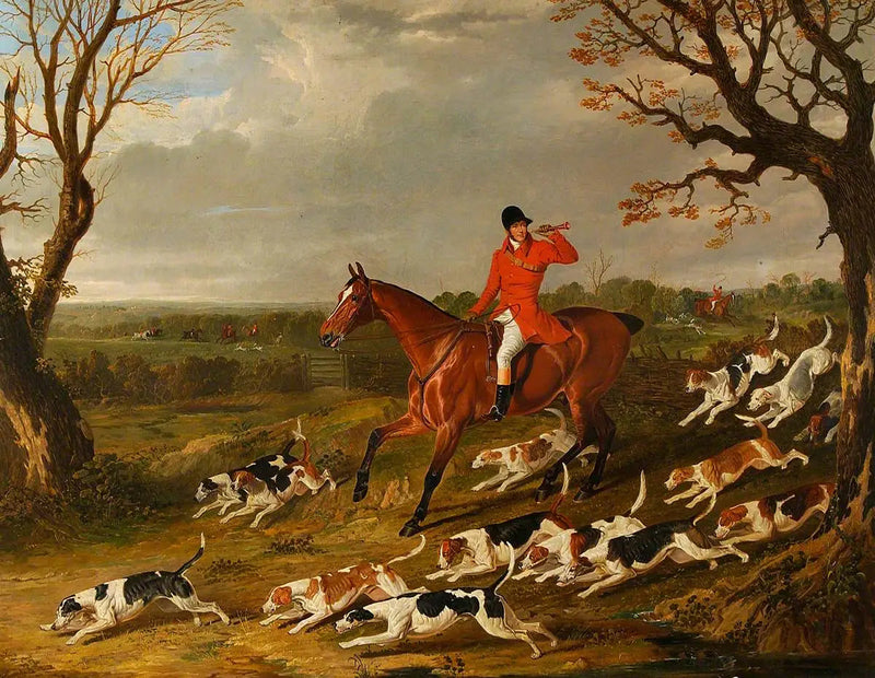 Scène de chasse avec des foxhounds - John Frederick Herring, Sr.