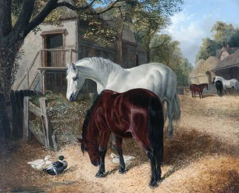 Scène de ferme avec des chevaux - John Frederick Herring, Sr.