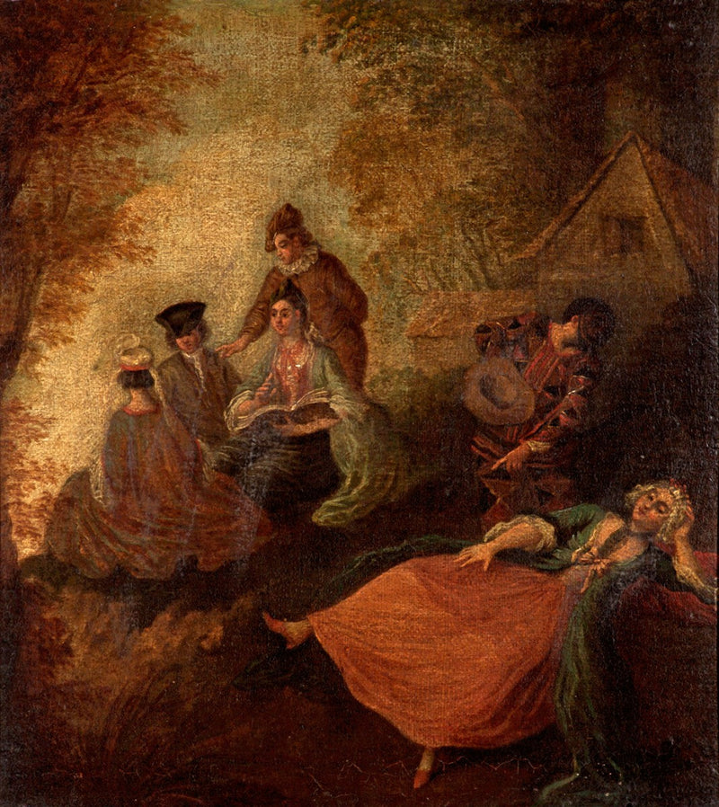 Scène de jardin avec personnages - Antoine Watteau