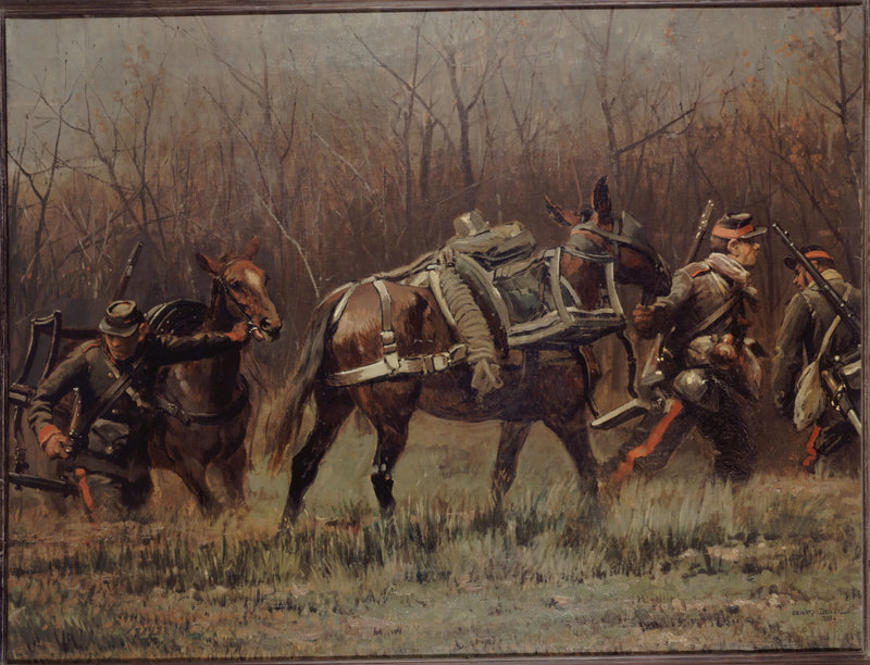 Scène militaire : mobiles conduisant des mulets d'ambulances (fragment du panorama de Champigny) - Édouard Detaille