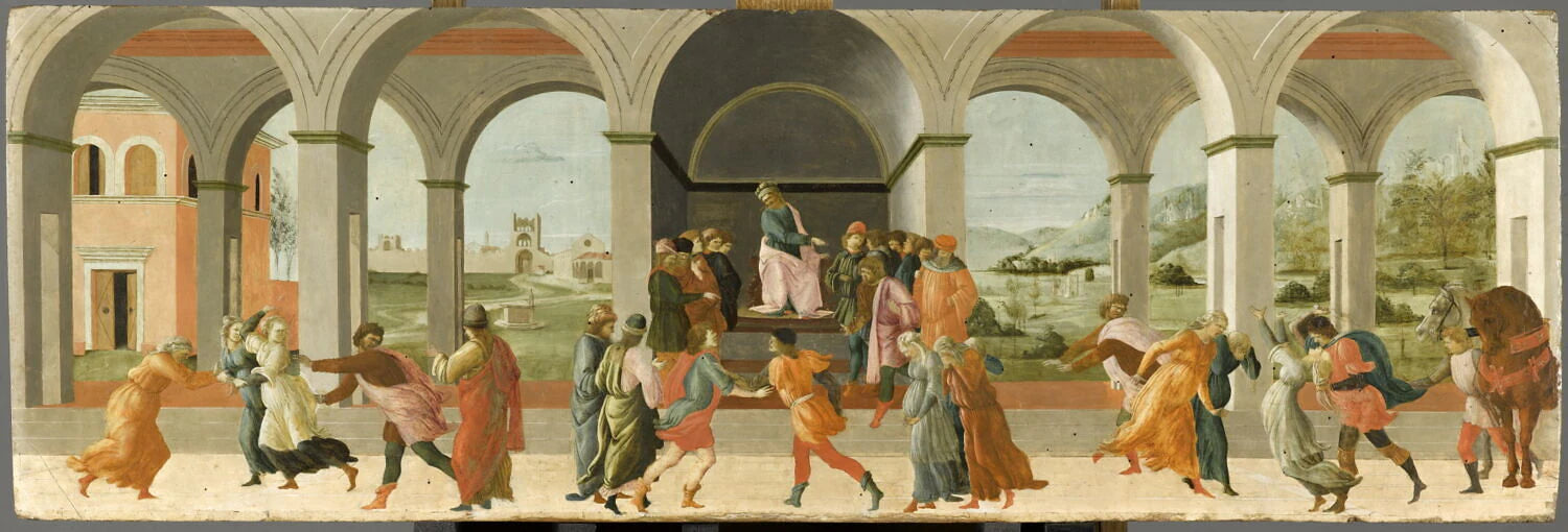 Scènes de l'histoire de Virginie : Appius Claudius fait arrêter Virginie, le décemvir condamne Virginie à l'esclavage, Virginie est tuée par Virginius. - Filippino Lippi