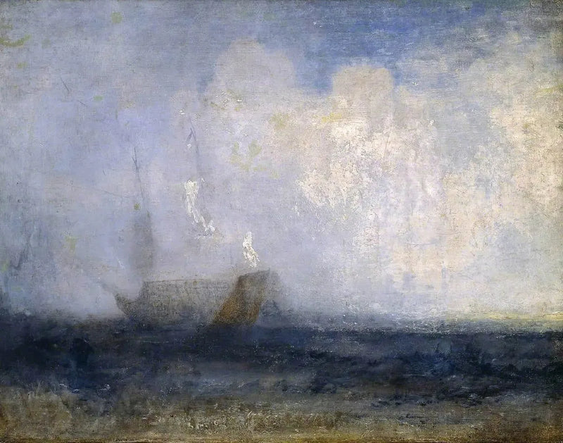 Seascape with a Sailing Boat and a Ship - J. M. W. Turner