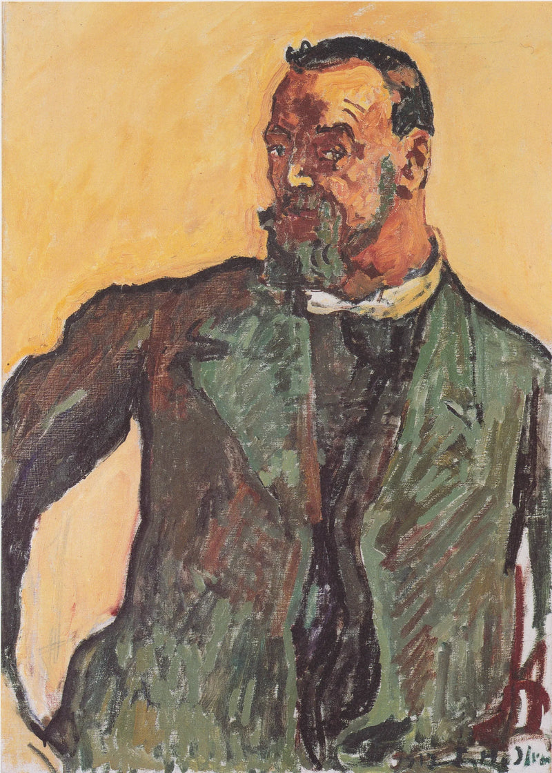 Selbstbildnis mit grünem Kittel - Ferdinand Hodler