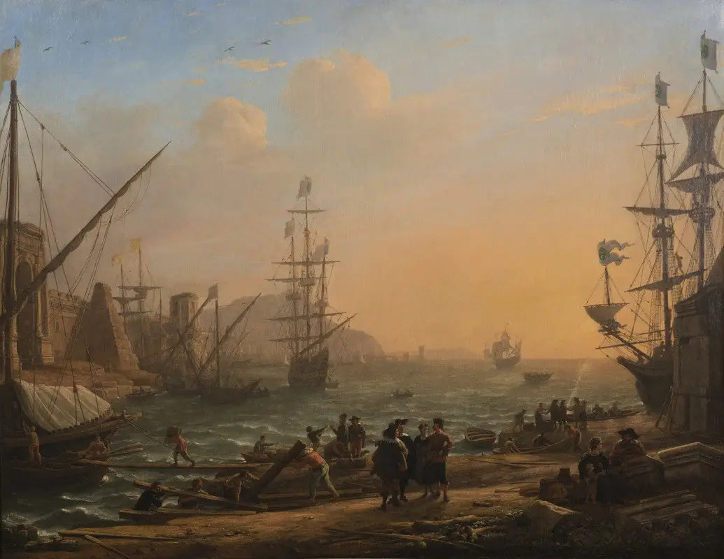 Soir: Un port maritime au coucher du soleil - Claude Lorrain - Alpha Reproduction
