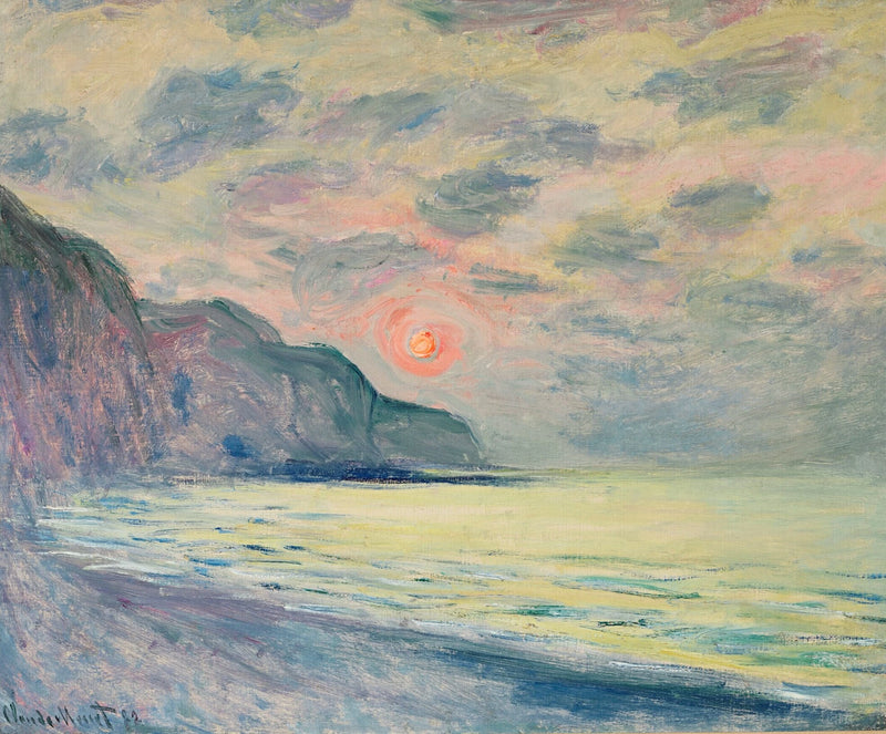 Soleil couchant, temps brumeux, Pourville W782 – Claude Monet