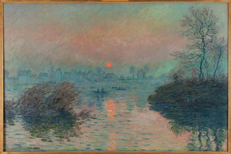 Soleil couchant sur la seine à Lavacourt, effet d'hiver - Claude Monet