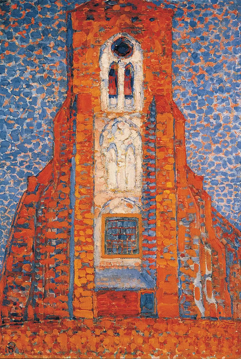 Soleil, Église de Zélande ; Façade de l'église de Zoutelande - Piet Mondrian