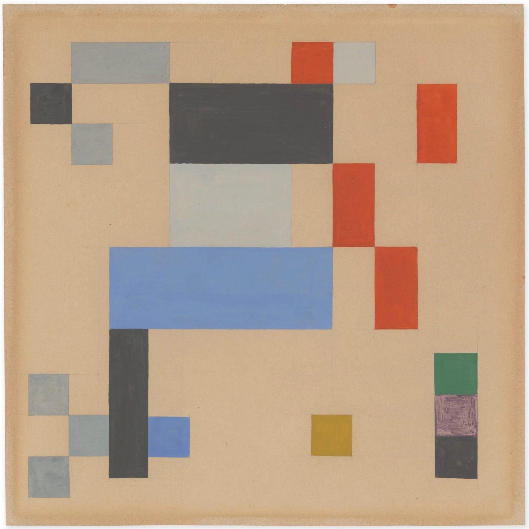 Composition verticale-horizontale sur fond blanc, peinture de Sophie Taeuber-Arp