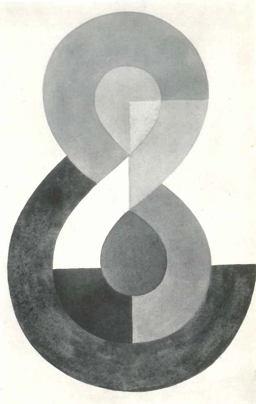 Composition à bandes courbes, peinture de Sophie Taeuber-Arp