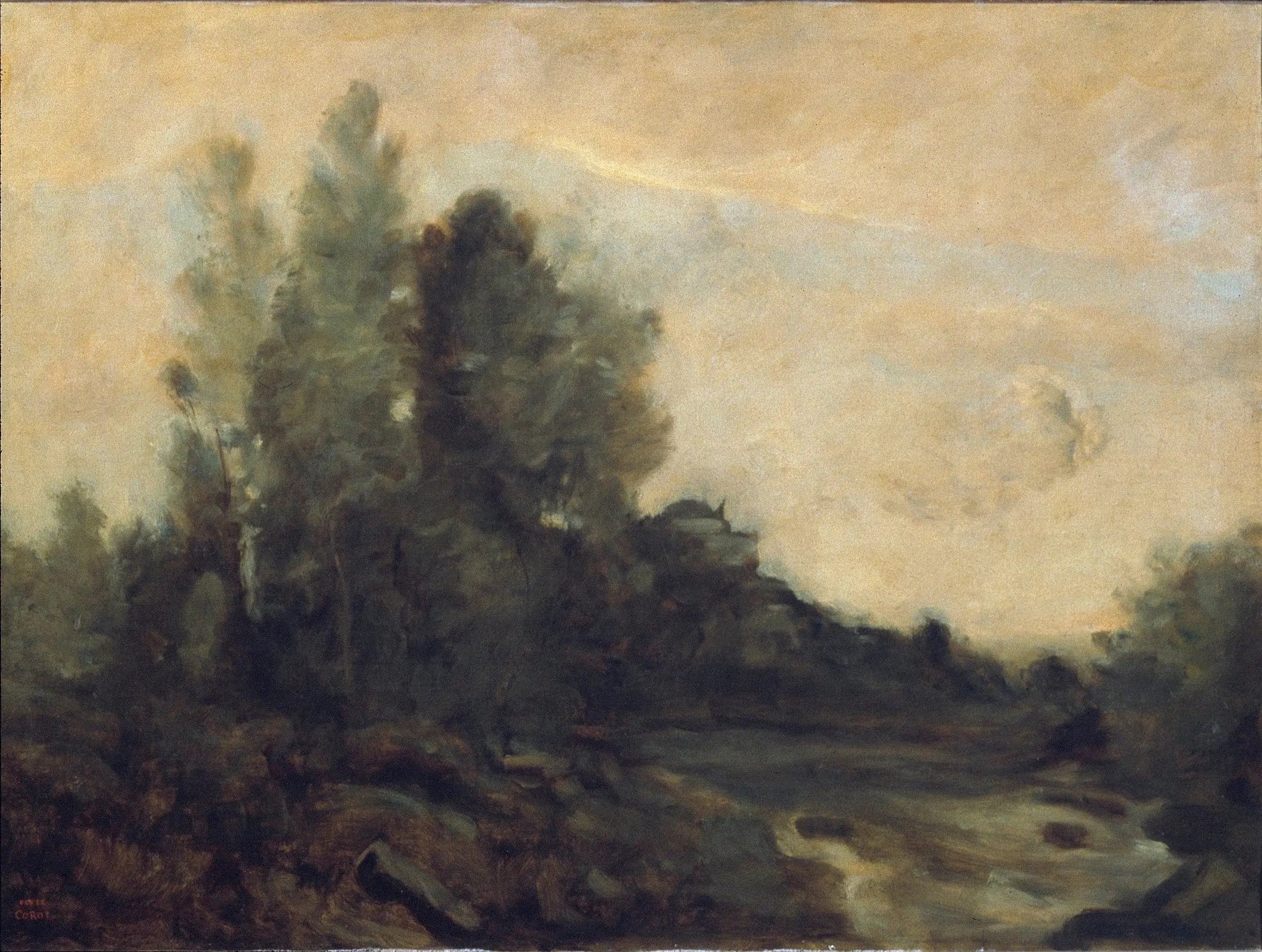 Souvenir d'Ariccia - Jean-Baptiste Camille Corot image 1 reproduction artisanale de tableau