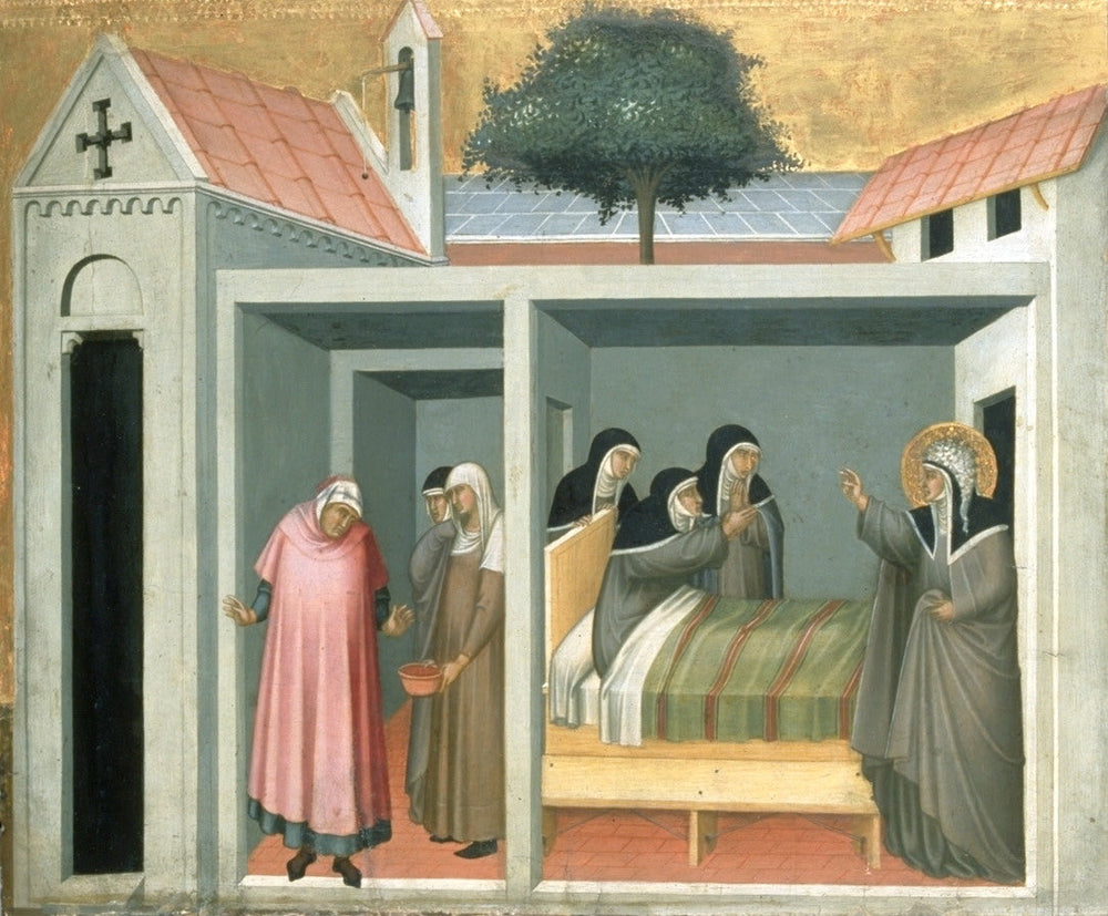 St. Humility heals a sick Nun - Pietro Lorenzetti image 1 tableau peint à l’huile sur toile