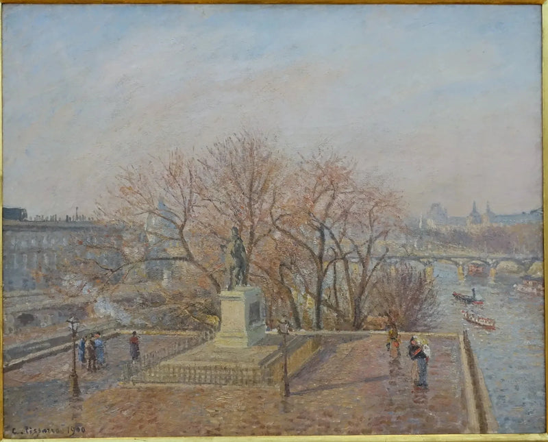 Statue d'Henri IV, matin, soleil d'hiver - Camille Pissarro