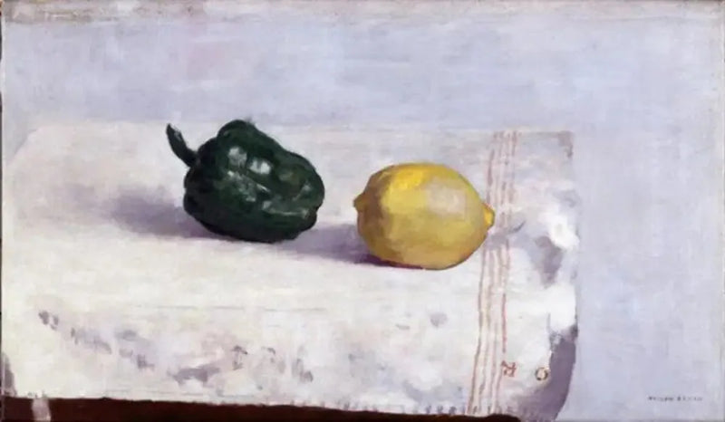Stilleven met paprika en citroen - Odilon Redon