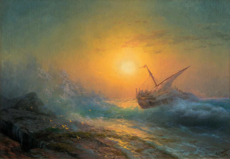 Stürmische See im Abendrot. - Ivan Aïvazovski