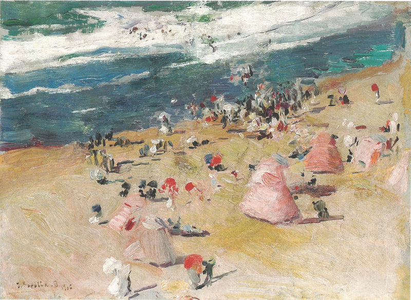Sur la plage de Biarritz - Joaquín Sorolla