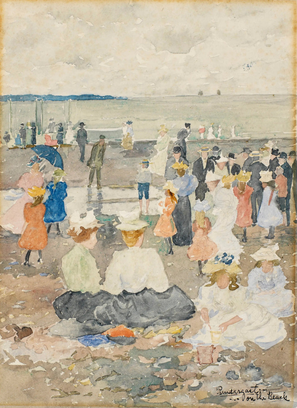 Sur la plage - Maurice Prendergast image 1 reproduction artisanale de tableau
