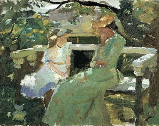 Sur le banc du jardin - Anna Ancher