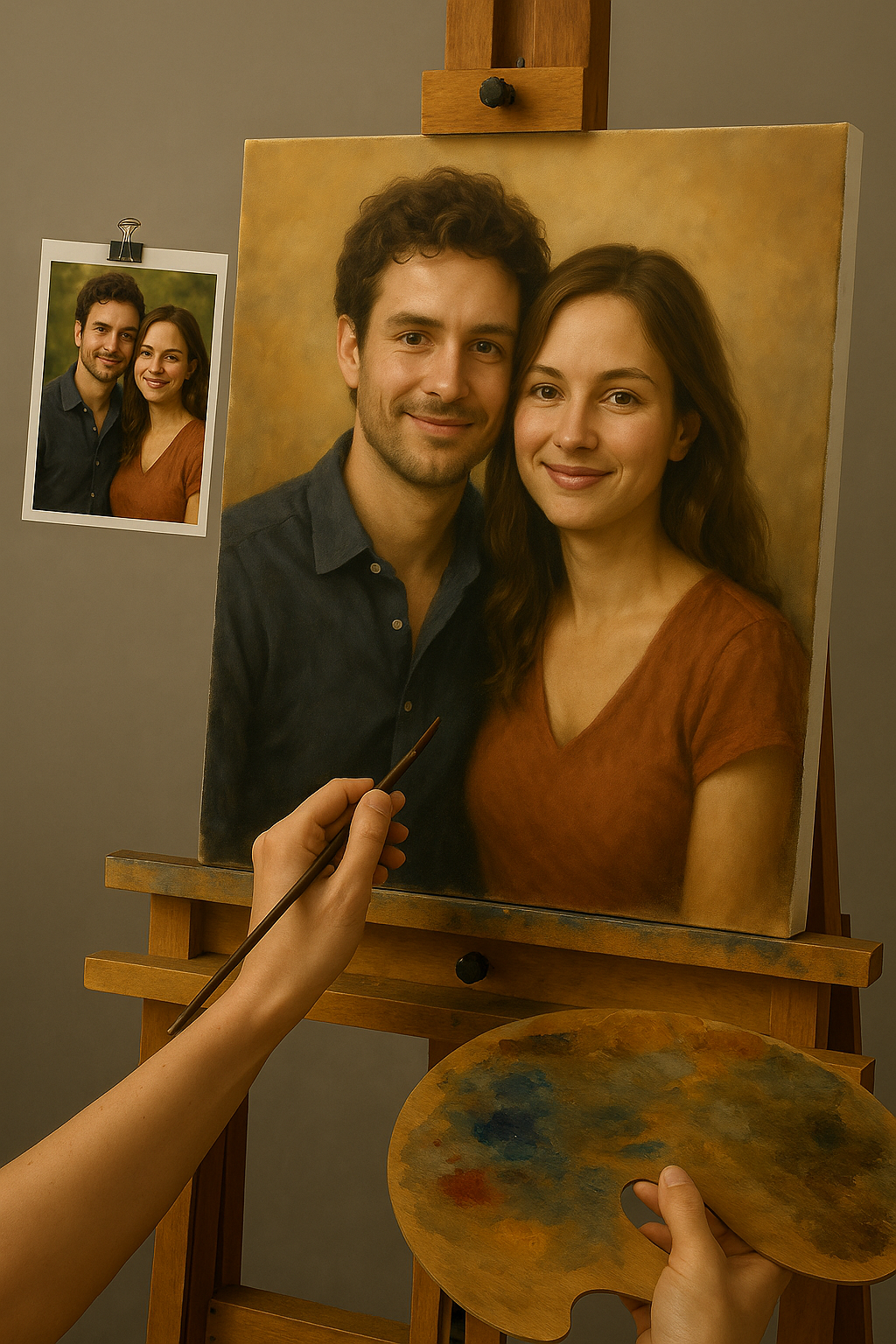 💑 Tableau personnalisé couple – Peinture à l’Huile Unique et Émotionnelle