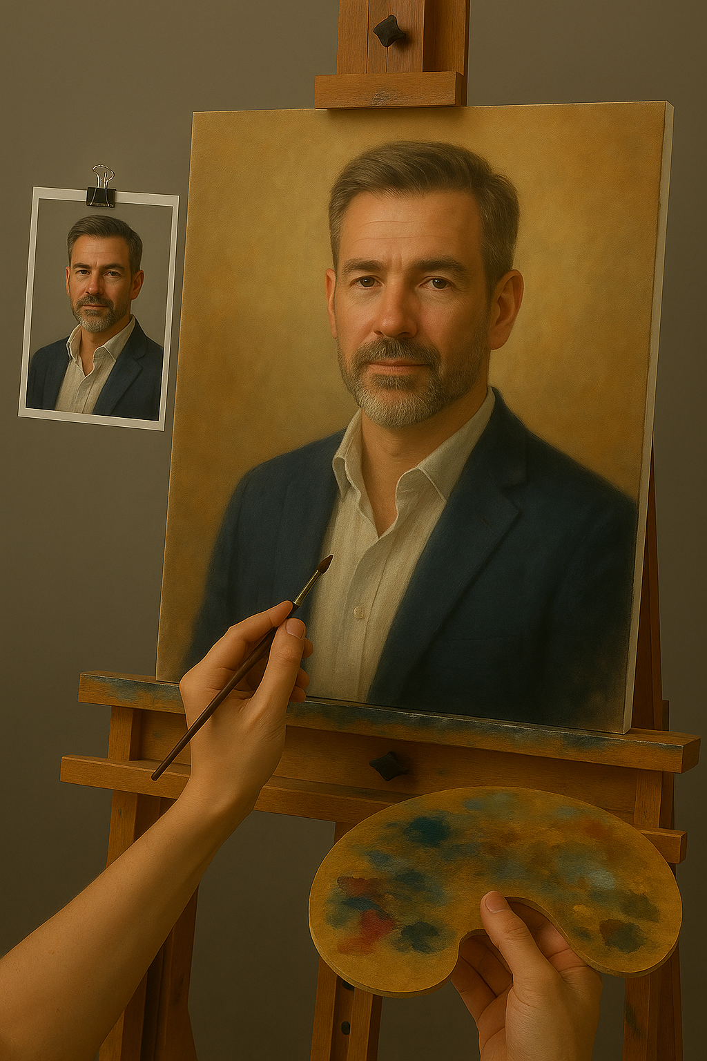 🎨 Tableau Portrait Personnalisable 1 Personne – Peinture à l’Huile Unique