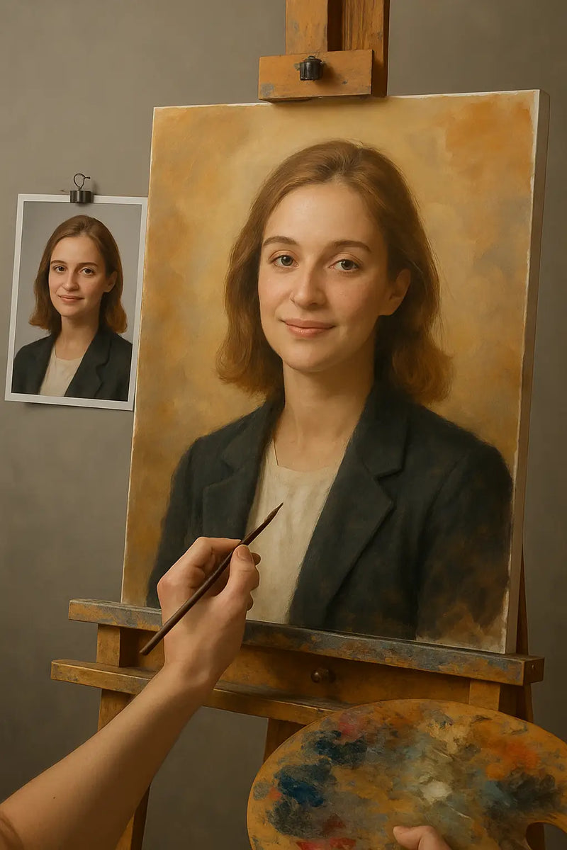 🎨 Tableau Portrait Personnalisable 1 Personne – Peinture à l’Huile Unique