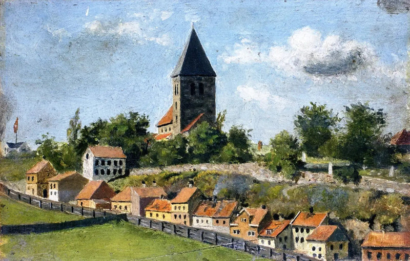 Telthusbakken avec la vieille église d'Aker - Edvard Munch