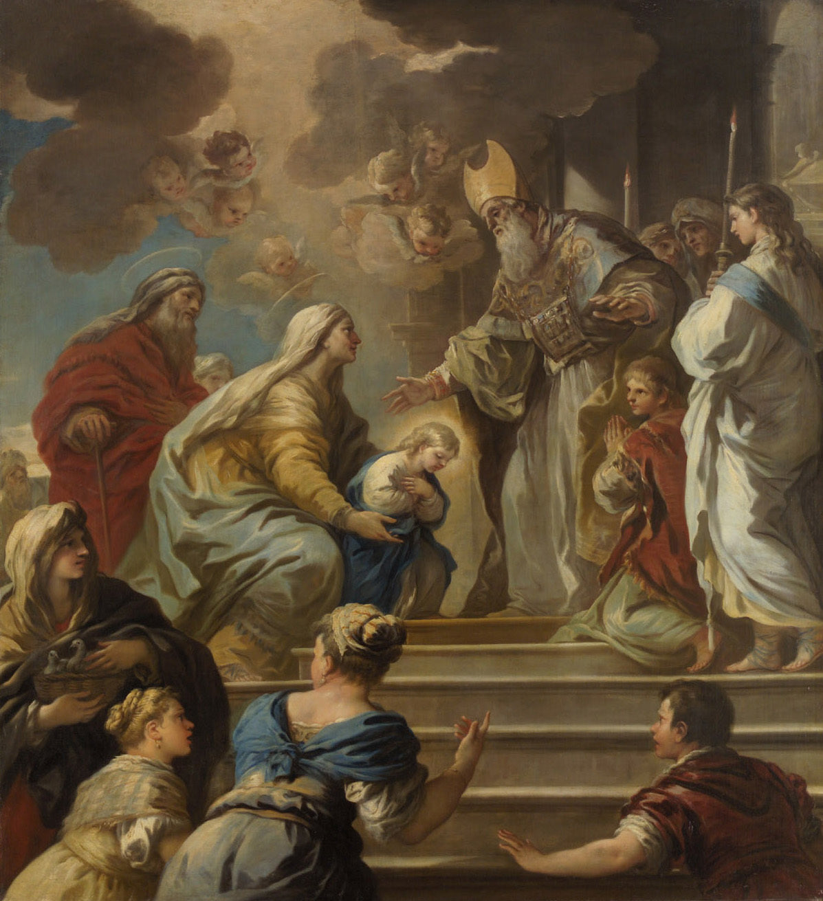 Tempelgang Mariae - Luca Giordano image 1 copie peinte à la main à l’huile