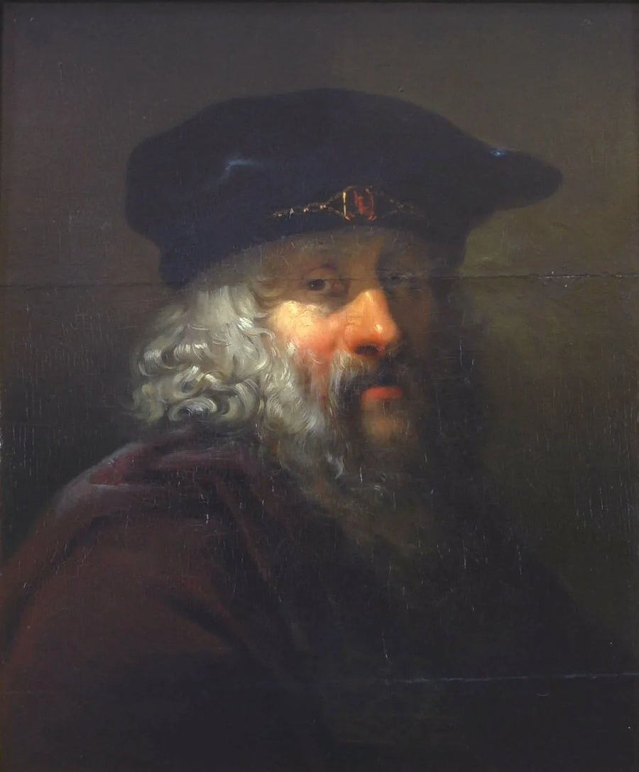 Tête d'un vieil homme avec un béret sur la tête - Ary Scheffer