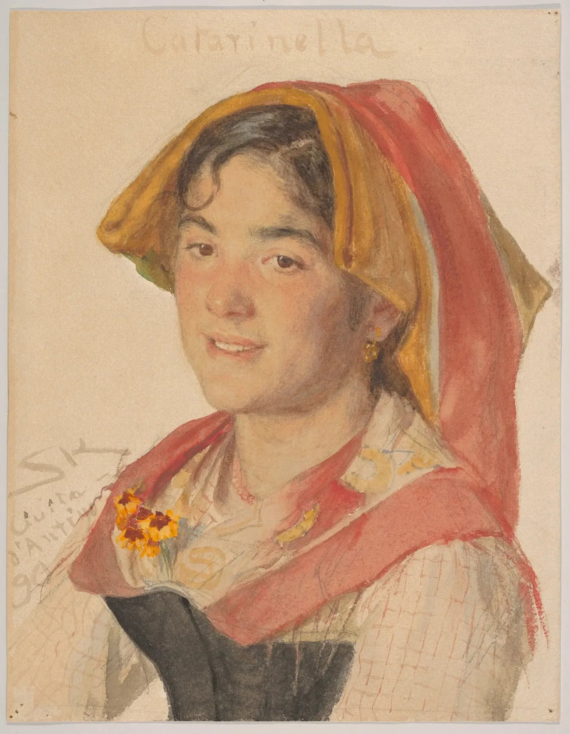 Tête d'une fille de Civita d'Antino en costume régional (Catarinella)
