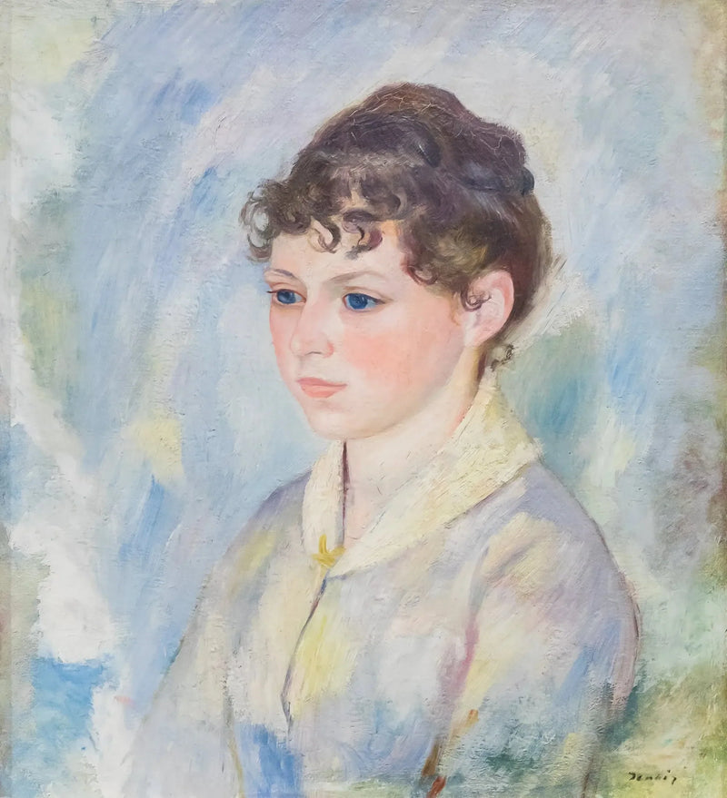 Tête de jeune fille sur fond bleu-clair - Pierre-Auguste Renoir