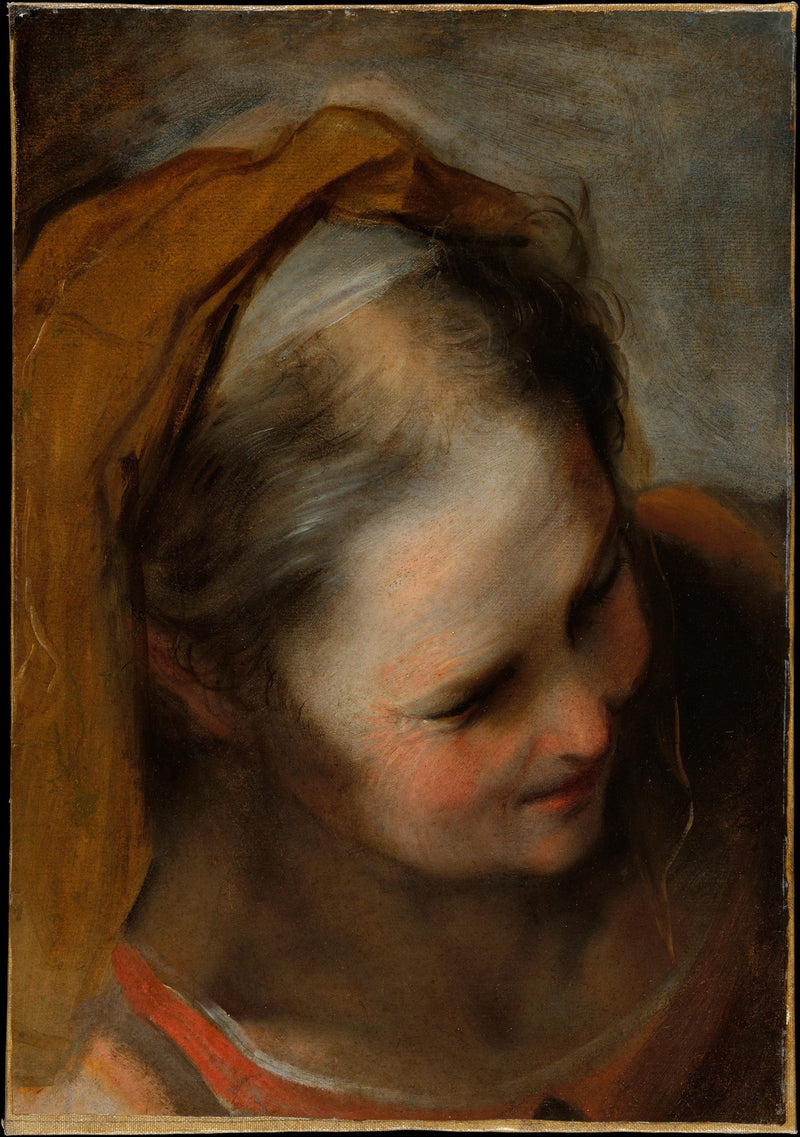 Tête d'une vieille femme regardant vers le bas à droite (Sainte Élisabeth) - Federico Barroci