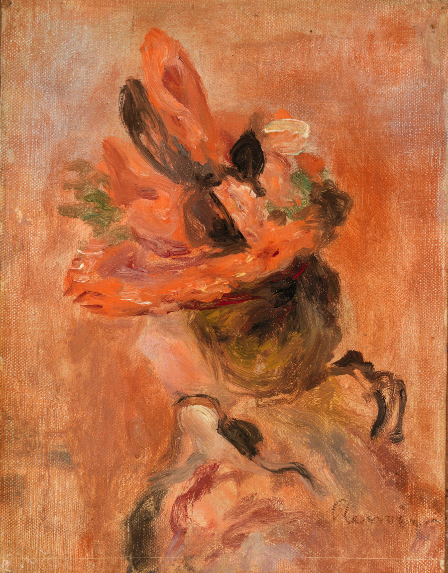 Tête de femme au chapeau rouge, années 1890 – Renoir