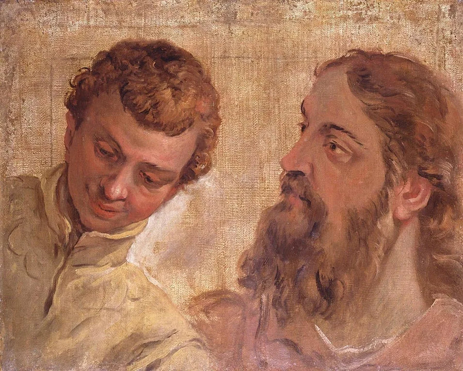 Têtes d'un garçon et d'un homme barbu (un apôtre) - Sebastiano Ricci
