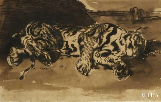 Tigre Couché - Eugène Delacroix - Reproductions de tableaux et peintures haut de gamme